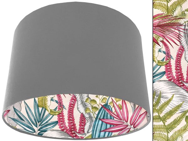 White Tropical Pink Lampshade Light Grey, Vibrant Tropical Home