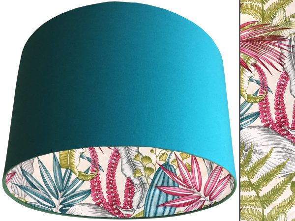 White Tropical Pink Lampshade Teal, Vibrant Tropical Home