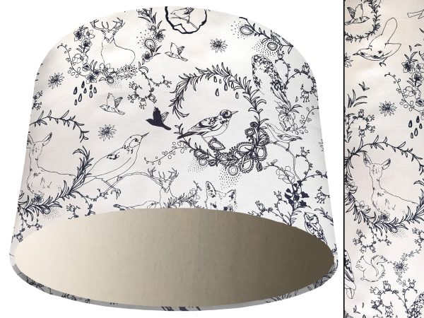 Black & White Animal Light Shade Cream, Modern Country