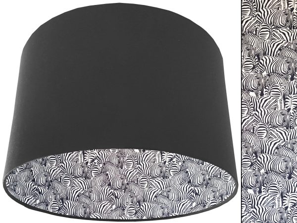 Zebra Print Lampshade Dark Grey, Animal Print Light Shade