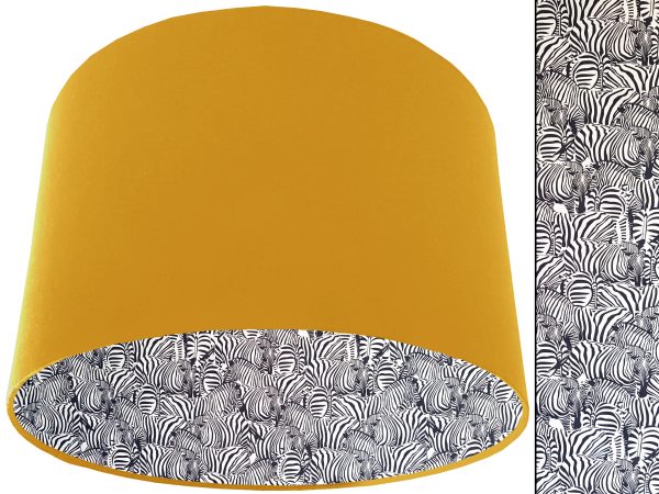 Zebra Print Lampshade Yellow, Animal Print Light Shade