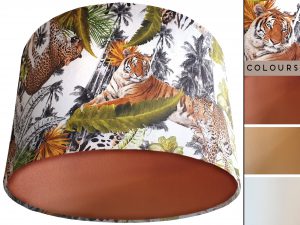 Big Cats Light Velvet Lampshade Copper, Bold Tropical Home Interior