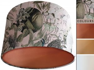 Victorian Botanical Blush Pink Velvet Lampshade Copper, Traditional