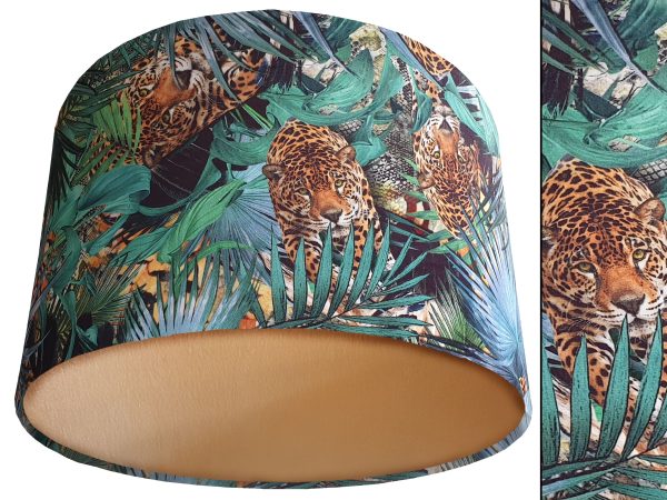 Big Cats Dark Velvet Lampshade Gold, Modern Animal Interior