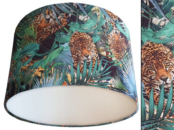 Big Cats Dark Velvet Lampshade White, Modern Animal Interior