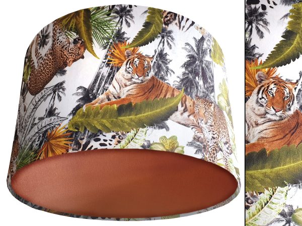 Big Cats Light Velvet Lampshade Copper, Bold Tropical Home Interior