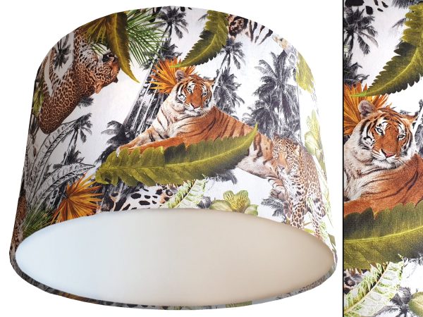 Big Cats Light Velvet Lampshade White, Bold Tropical Home Interior