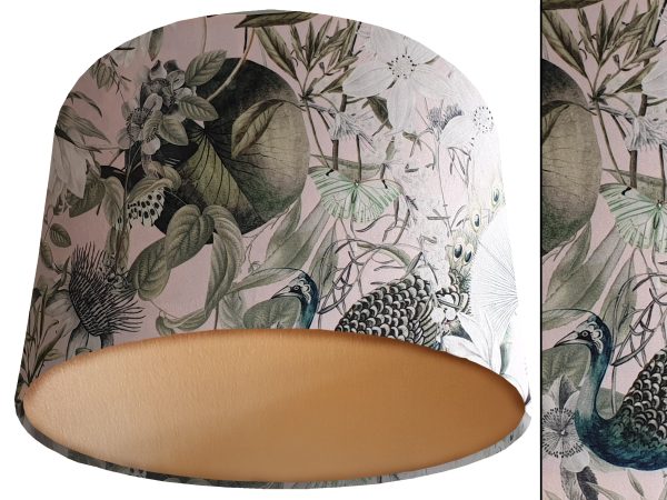 Victorian Botanical Blush Pink Velvet Lampshade Gold, Traditional