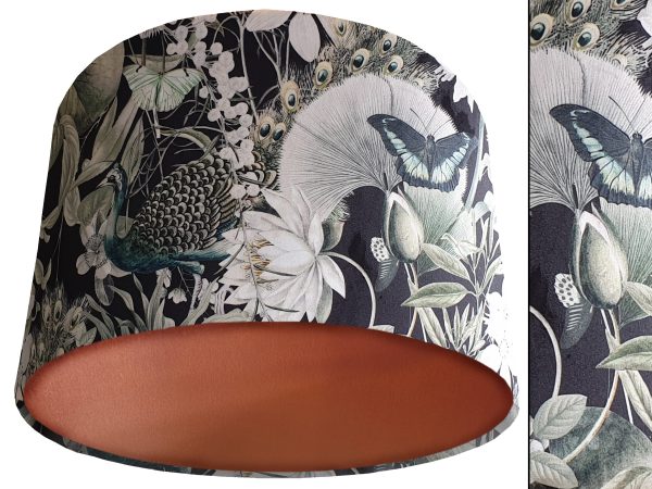 Victorian Botanical Dark Velvet Lampshade Copper, Classic Home