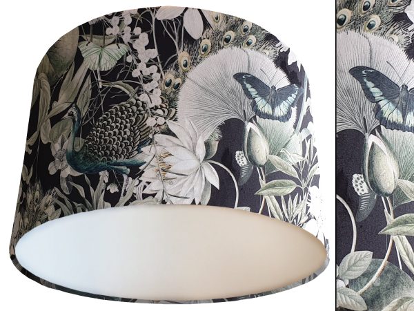 Victorian Botanical Dark Velvet Lampshade White, Classic Home