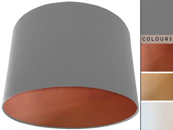 Light Grey Lampshade Copper, Plain Grey Light Shade