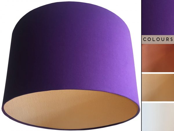 Purple Lampshade Gold, Plain Plum Purple Light Shade