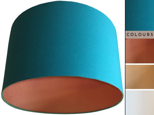 Teal Lampshade Copper, Plain Jaded Teal Light Shade