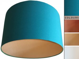 Teal Lampshade Gold, Plain Jaded Teal Light Shade
