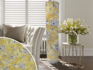 French Toile Yellow Floor Lamp, Country Home Interior