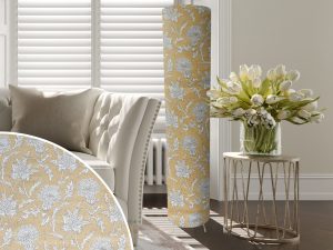 Thistle Mustard Floor Lamp, Country Home Interior