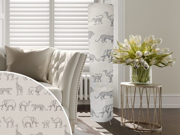 Savannah Animals Floor Lamp, Animal Print Fabric