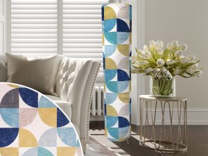 Spiral Capri Blue Floor Lamp, Geometric Lampshade