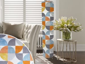 Spiral Capri Orange Floor Lamp, Geometric Lampshade