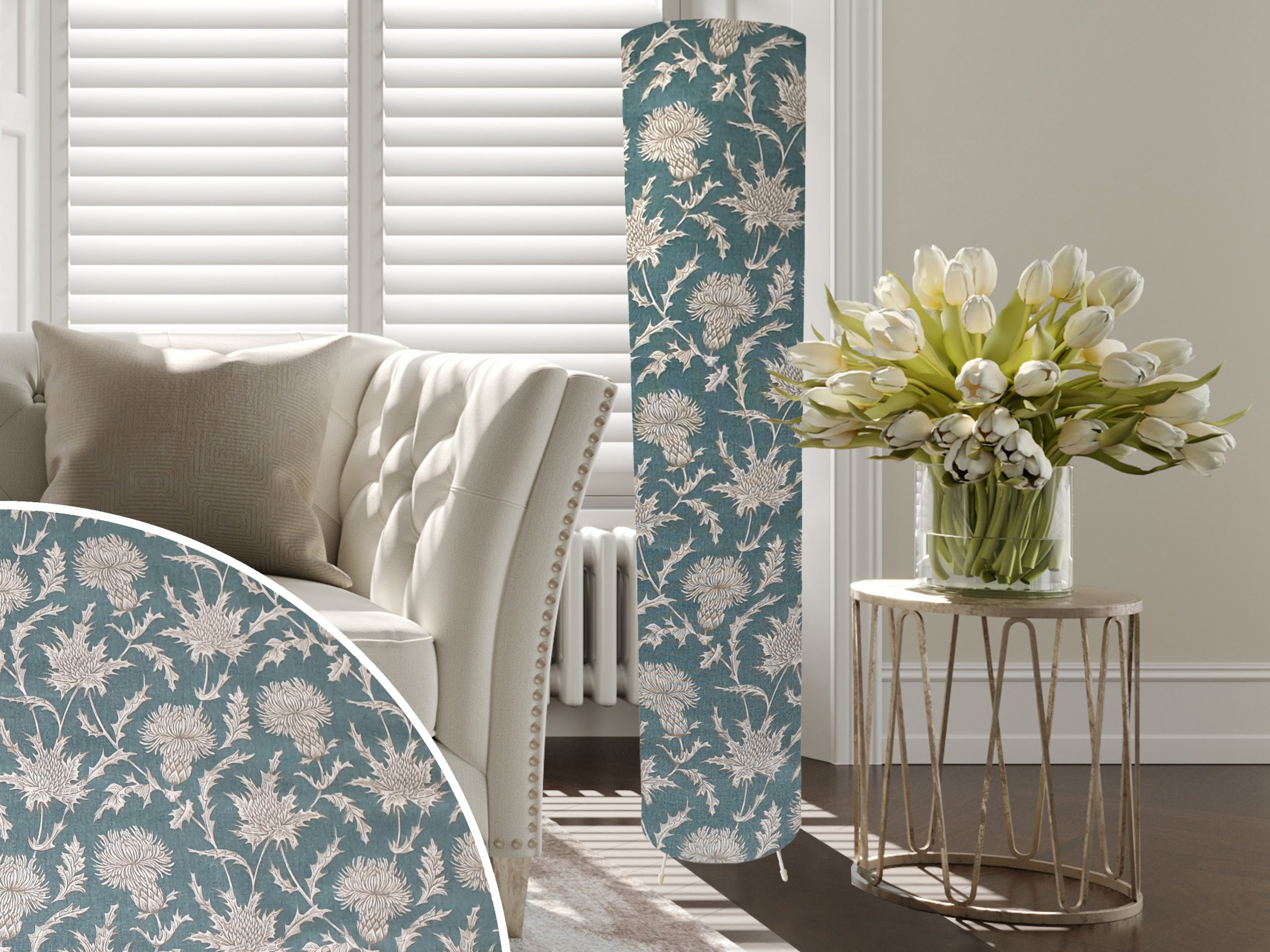 Thistle Teal Floor Lamp, Modern Country Home