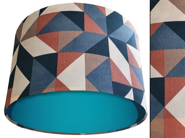 Modern Geometric Light Shade Teal, Art Deco Lampshade