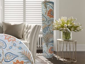 Sky Blue Paisley Floor Lamp, Classic Country Home