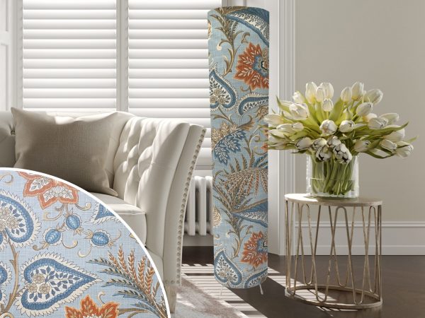 Sky Blue Paisley Floor Lamp, Classic Country Home